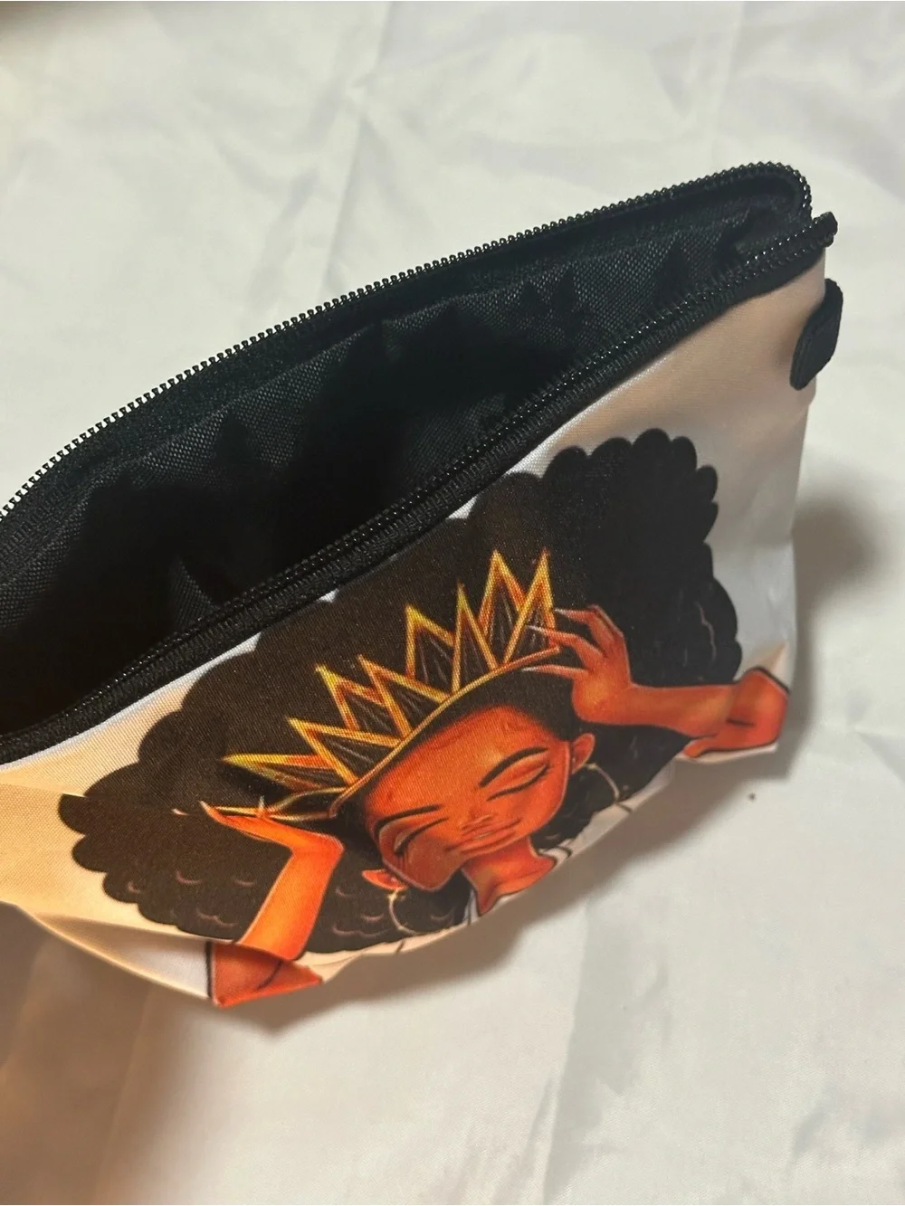 Respect My Hair Cosmetic Pouch — Black & White Graphic
